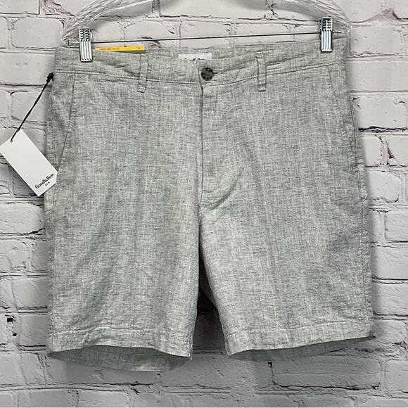 Goodfellow & Co Linden Flat Front Shorts Men’s Sz 32 Gray Athleisure Linen Blend - Picture 5 of 8